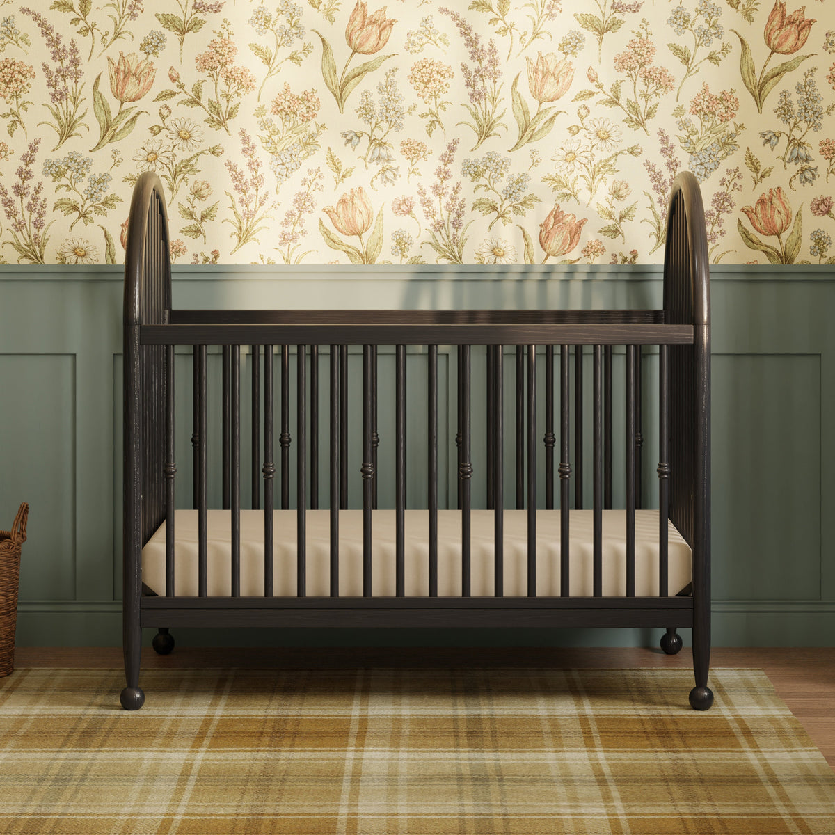 M31401AB,Alouette 3-in-1 Convertible Spindle Crib in Archival Black