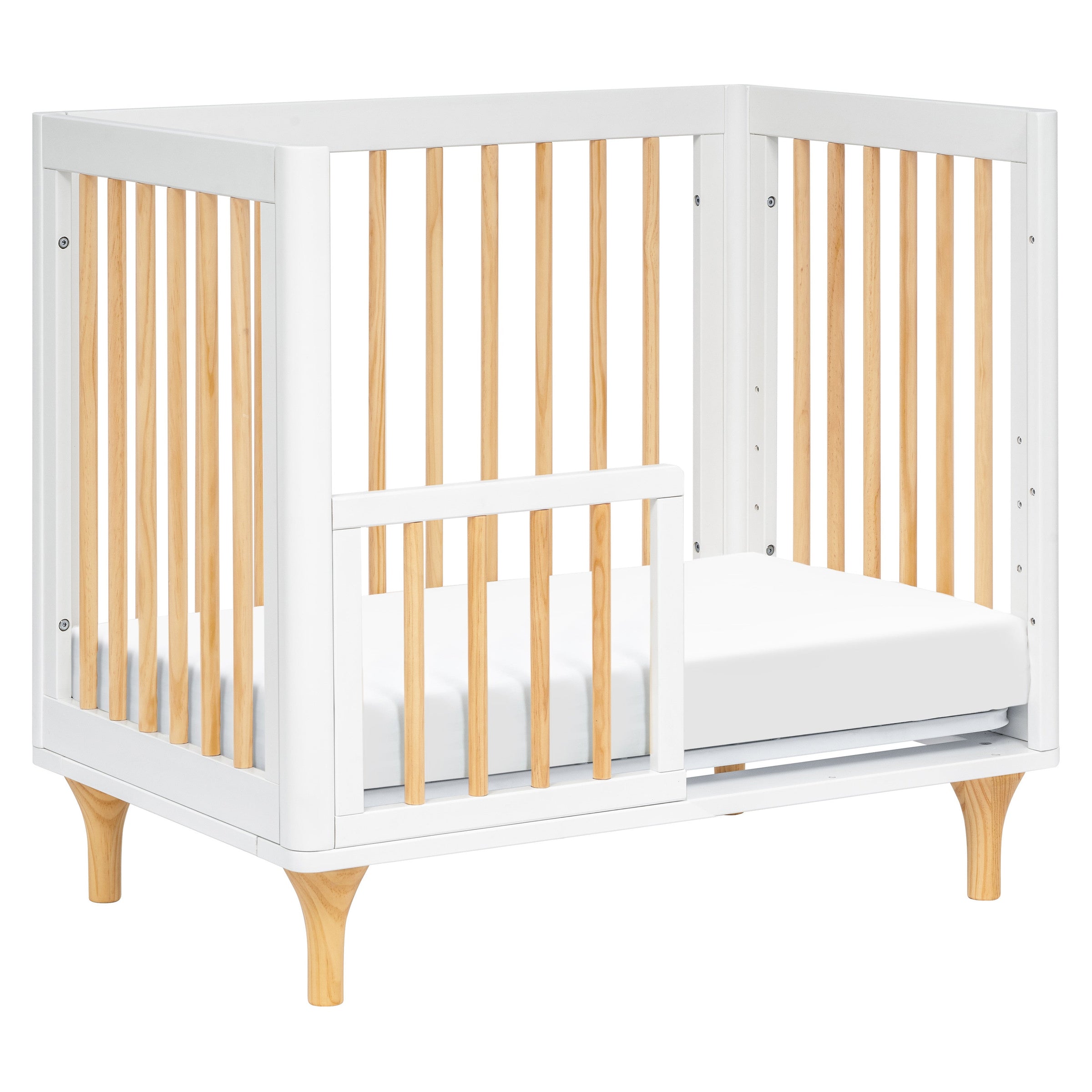 M9098WN,Lolly 4-in-1 Convertible Mini Crib and Twin Bed w/Toddler Bed Conversion Kit in White/Natural