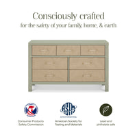 M24816FSPSEW,Eloise 7-Drawer Assembled Dresser in French Sage and Performance Sand Eco-Weave