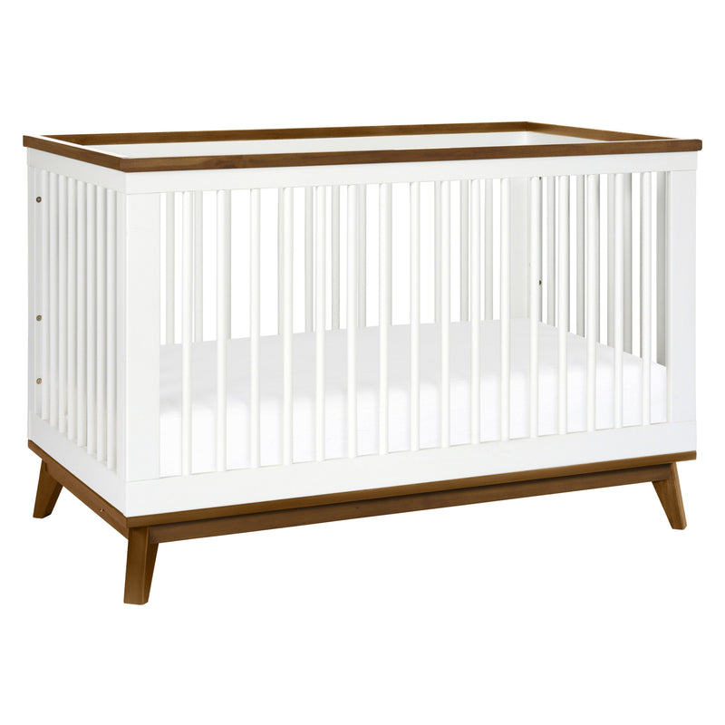 M5801WNL,Scoot 3-in-1 Convertible Crib w/ToddlerBed Conversion Kit in White/NaturalWalnut