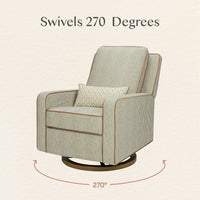 M23085OSCTB,Nate Berkus x Babyletto Sigi Power Recliner in Perf Olive Stripe Eco-Crossweave w/Toffee Base