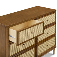 M23716NLBC,Marin with Cane 6 Drawer Assembled Dresser in Natural Walnut and Blonde Cane