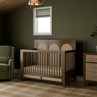 M24801NLPSEW,Eloise 4-in-1 Convertible Crib in Natural Walnut & Performance Sand Eco-Weave