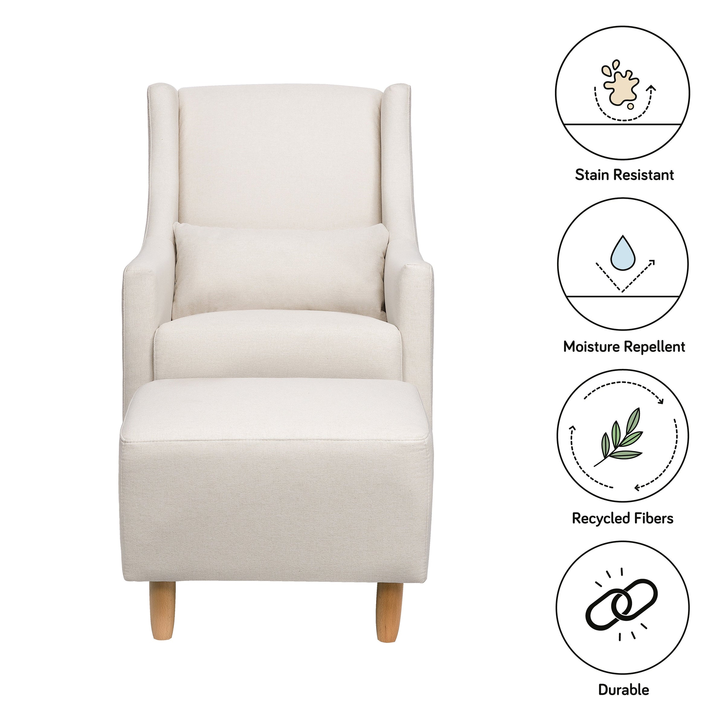 M11287PCMEW,Toco Swivel Glider and Ottoman in Performance Cream Eco-Weave w/Natural Feet