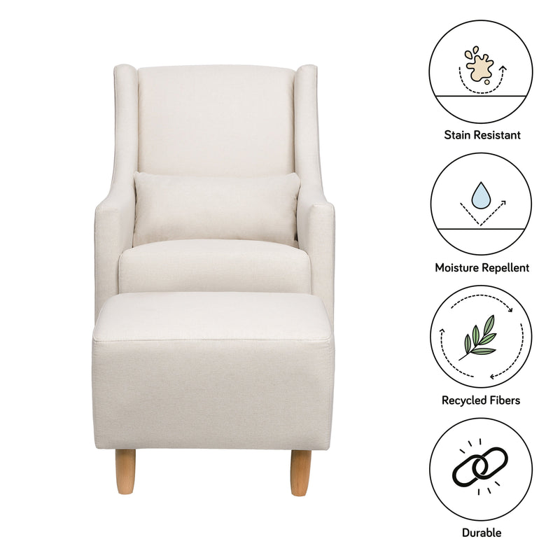 M11287PCMEW,Toco Swivel Glider and Ottoman in Performance Cream Eco-Weave w/Natural Feet