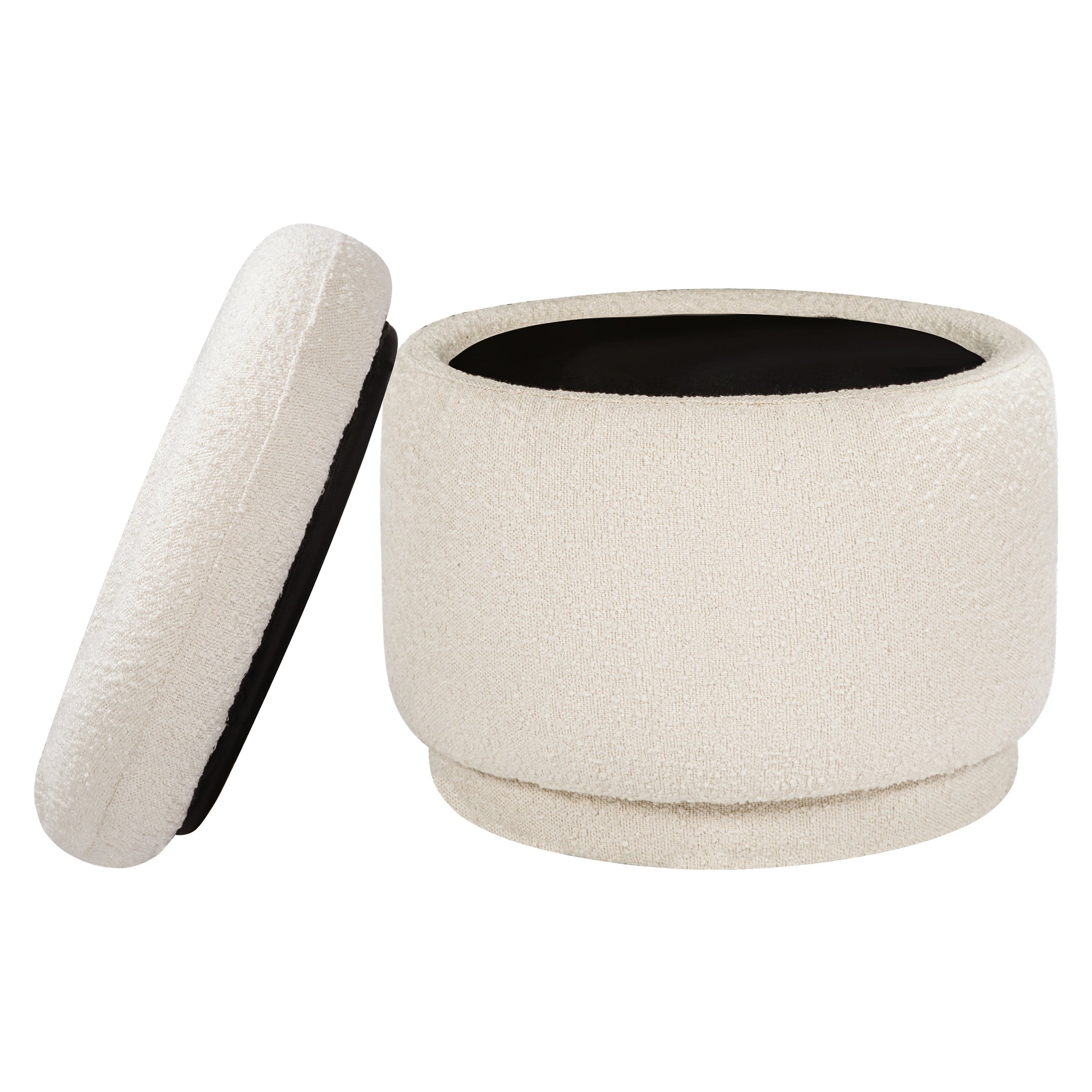 M22985WB,Enoki Storage Ottoman in Ivory Boucle