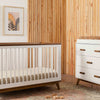 M5801WNL,Scoot 3-in-1 Convertible Crib w/ToddlerBed Conversion Kit in White/NaturalWalnut