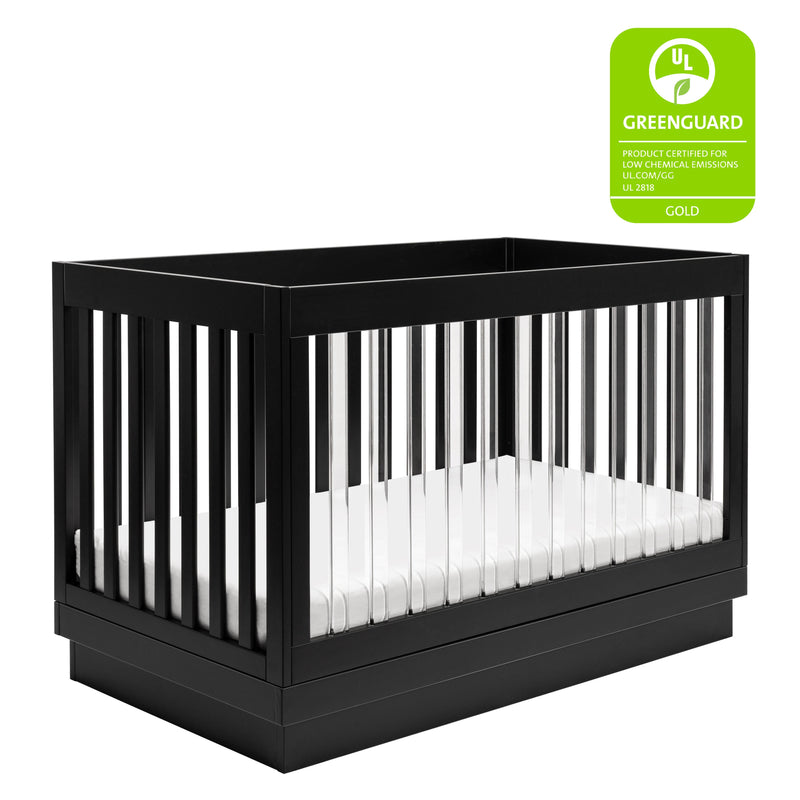 M8601KB,Harlow 3-in-1 Convertible Crib w/Toddler Bed Conversion Kit in Black/Acrylic