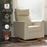 B17186PCMEWLB,Willa Plus Power Glider Recliner w/ Power Headrest in Performance Cream Eco-Weave w/Light Wood base