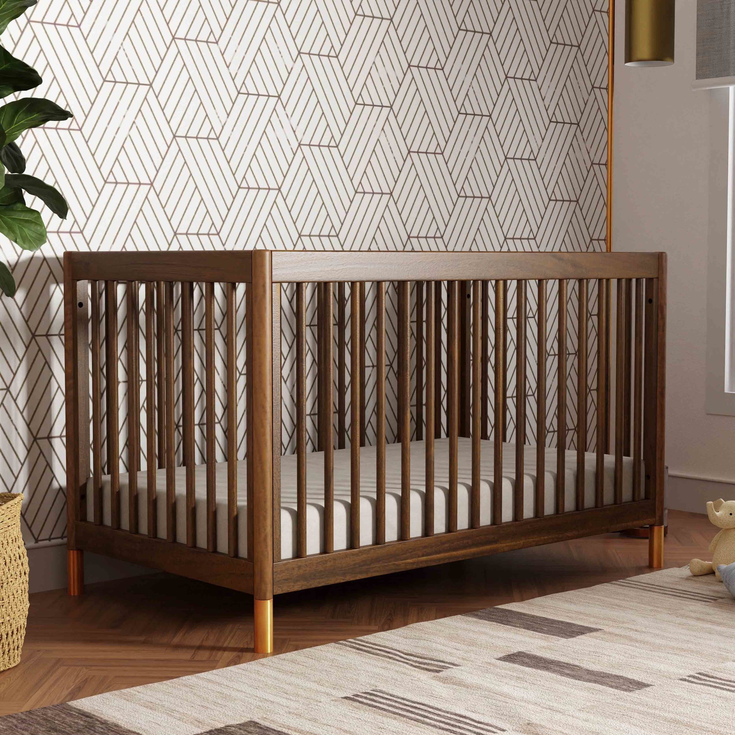 M12901NLGLD,Gelato 4-in-1 Convertible Crib w/Toddler Conversion Kit in Natural Walnut Gold Ft