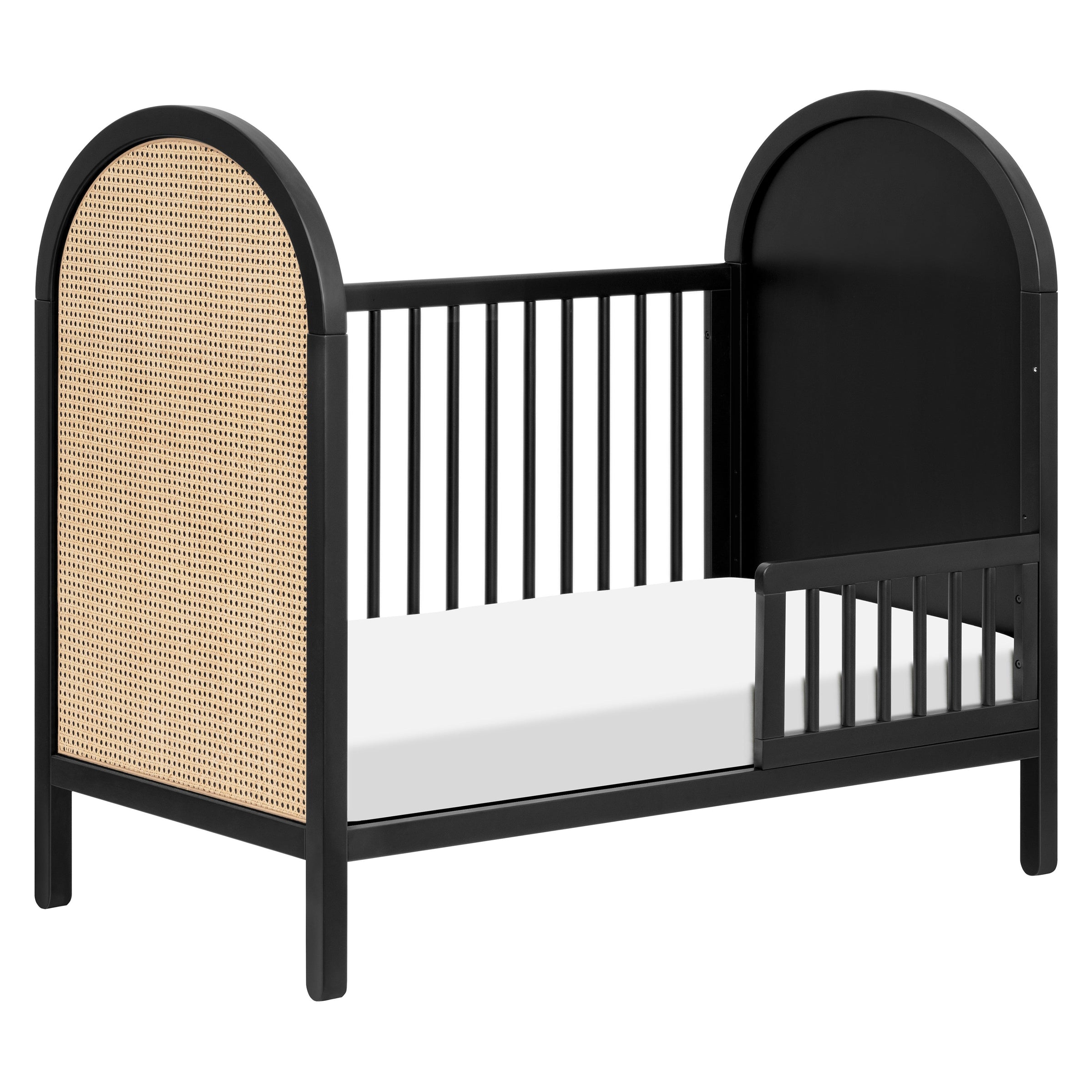 M25601BNC,Bondi Cane 3-in-1 Convertible Crib w/ Toddler Bed Kit in Black with Natural Cane