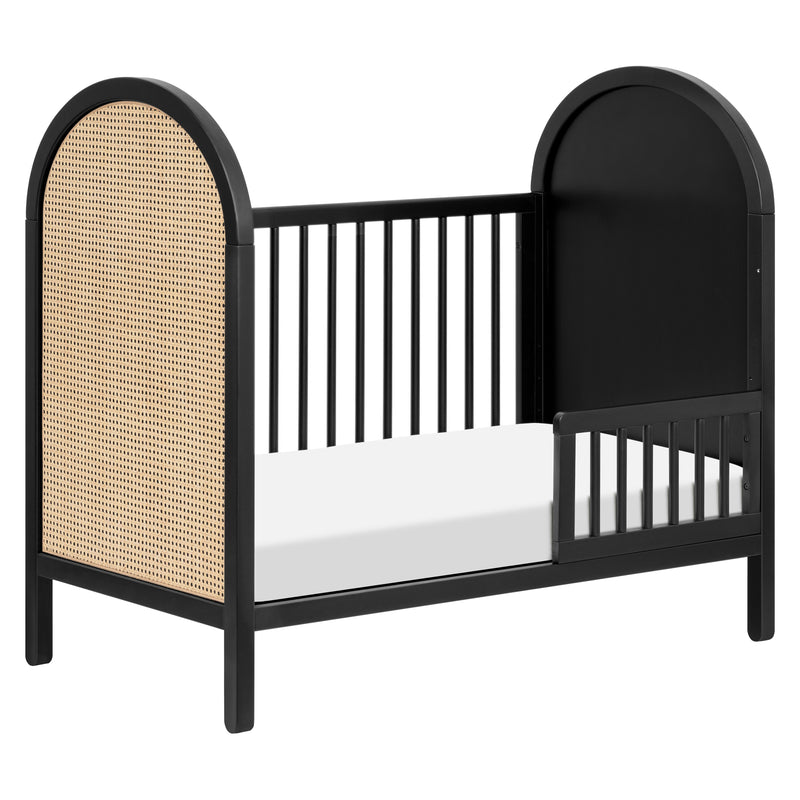 M25601BNC,Bondi Cane 3-in-1 Convertible Crib w/ Toddler Bed Kit in Black with Natural Cane