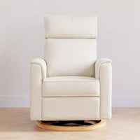 B17186PCMEWLB,Willa Plus Power Glider Recliner w/ Power Headrest in Performance Cream Eco-Weave w/Light Wood base