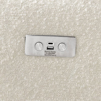 M22286WBLB,Crewe Electronic Swivel Glider Recliner in Ivory Boucle w/Light Wood Base