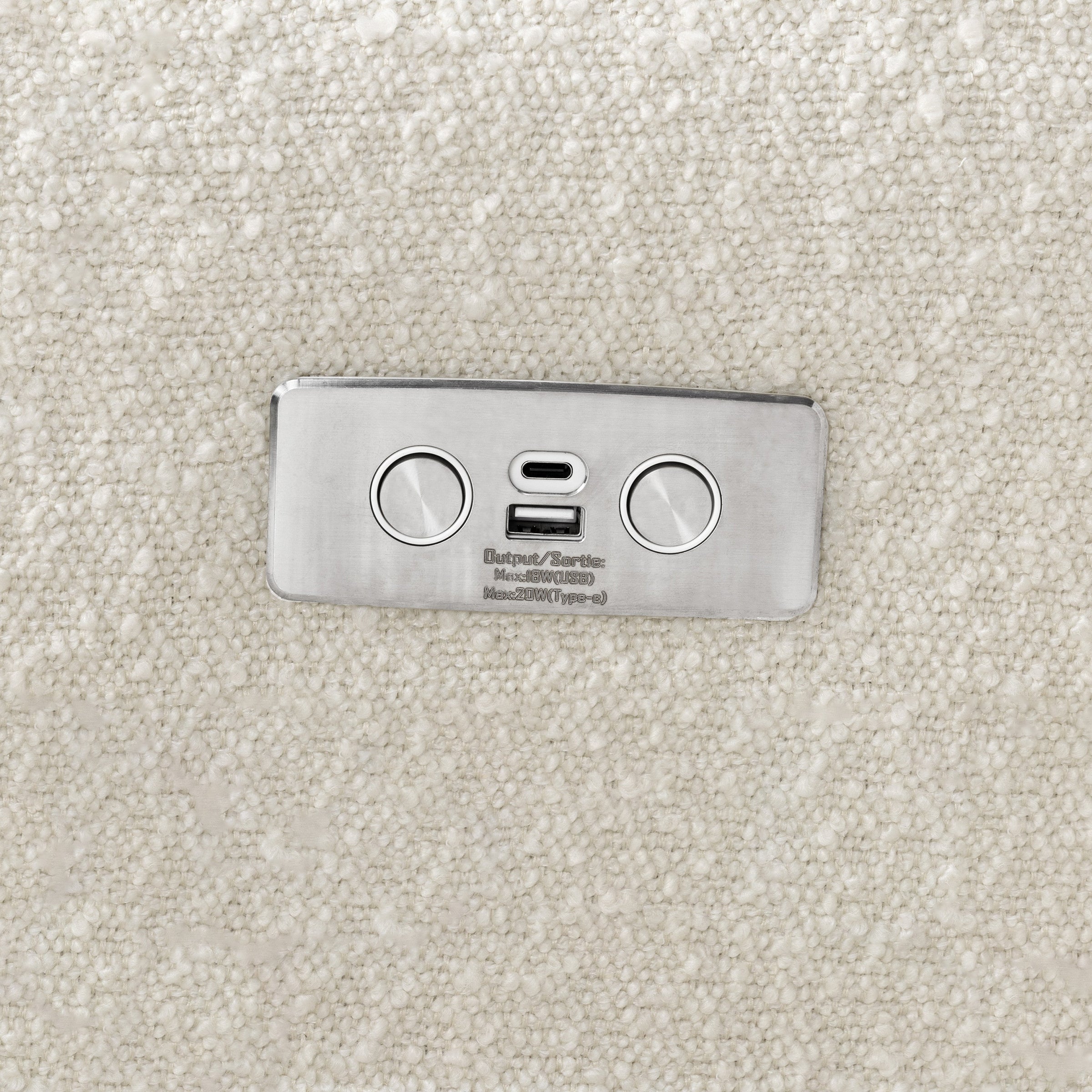 M22286WBLB,Crewe Electronic Swivel Glider Recliner in Ivory Boucle w/Light Wood Base