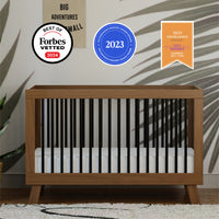 M4201NLB,Hudson 3-in-1 Convertible Crib w/ToddlerBedConversion Kit in Natural Walnut/Black
