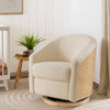 M5887WBCL,Madison Swivel Glider in Ivory Boucle and Cane w/Light Wood Base