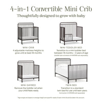 M15398UR,Winston 4-in-1 Convertible Mini Crib in Vintage Iron