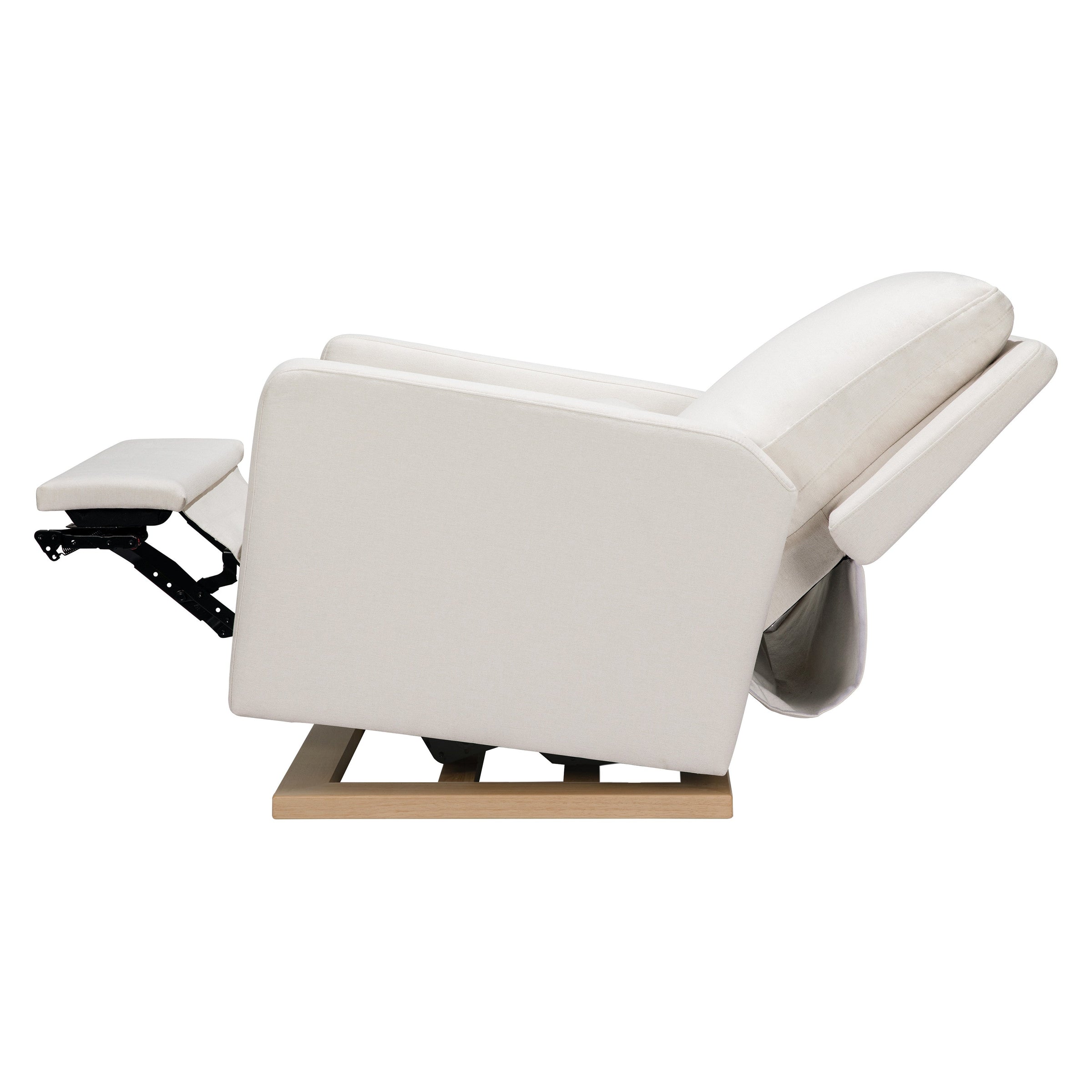 M23085PCMEWLB,Sigi Glider Recliner w/ Electronic Control and USB in Performance Cream Eco-Weave w/Light wood base
