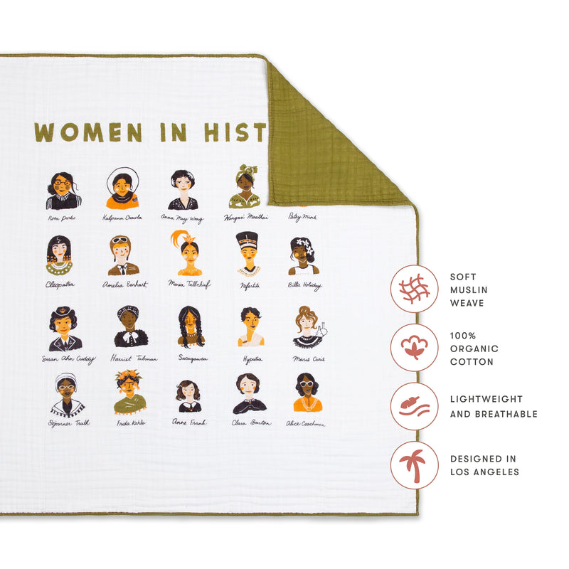 T28439,Women In History Muslin Quilt in GOTS Certified Organic Cotton