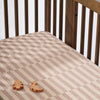 T30635,Cocoa Stripe Muslin Crib Sheet in GOTS Certified Organic Cotton