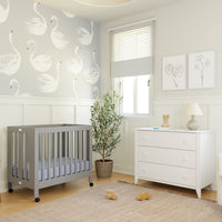 M6698G,Origami Mini Crib in Grey Finish