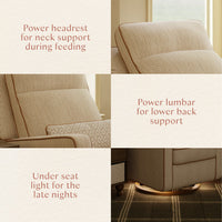 M23082BSCTB,Nate Berkus x Babyletto Sigi Pro Power Recliner in Perf Bronze Stripe Eco-Crossweave w/Toffee Base