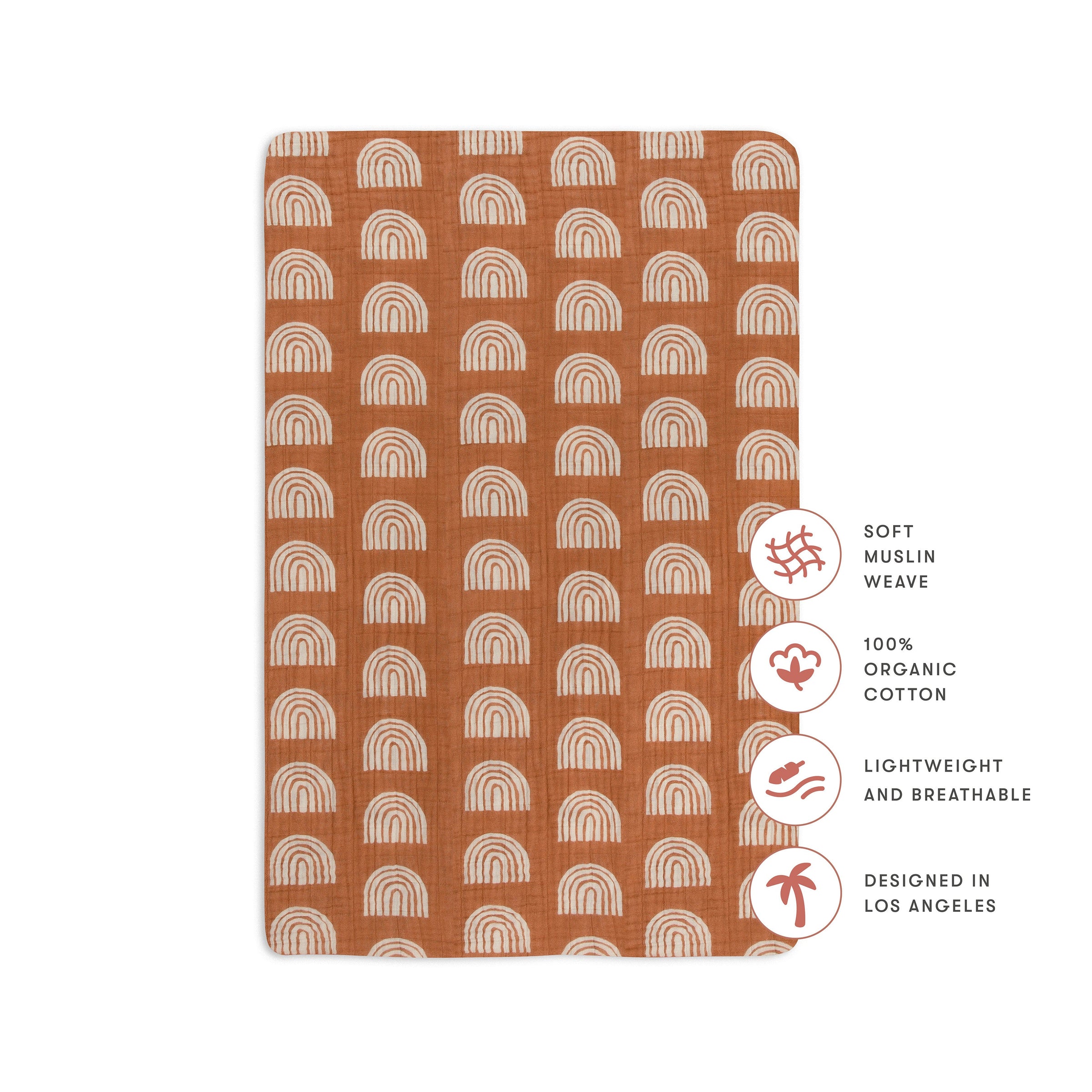 T29036,Rainbow Muslin Mini Crib Sheet in GOTS Certified Organic Cotton