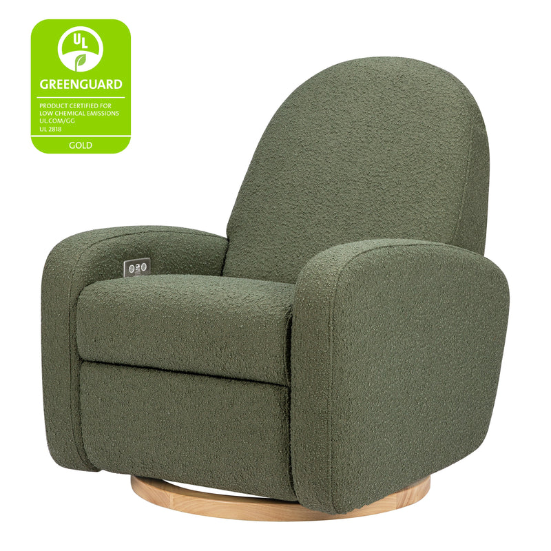 M23188OBLB,Nami Glider Recliner w/ Electronic Control and USB in Olive Boucle w/Light Wood Base