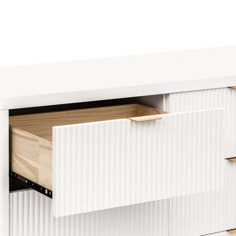 M26716RW,Brimsley Tambour 6-Drawer Assembled Dresser in Warm White