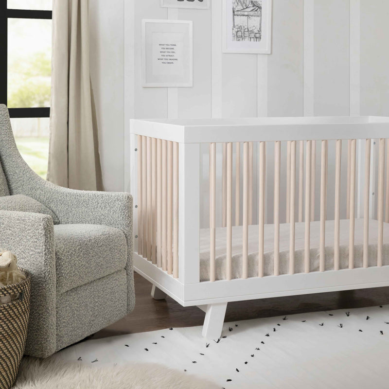 M4201WNX,Hudson 3-in-1 Convertible Crib w/ToddlerBedConversion Kit in White/Washed Natural