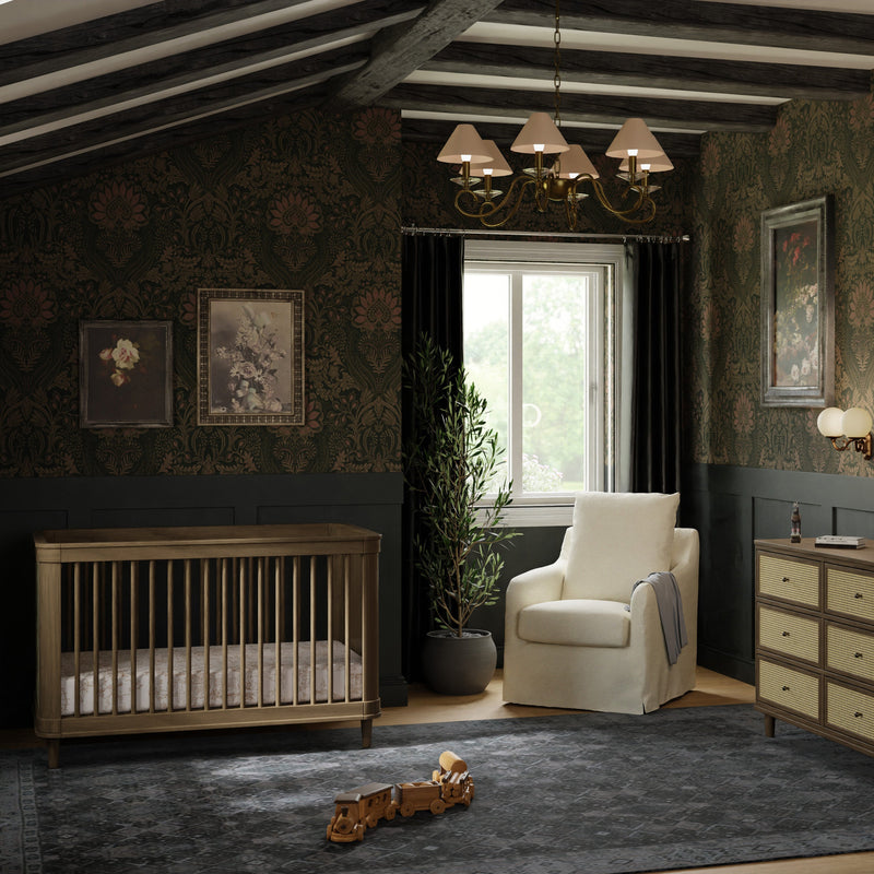 M23701NLBC,Marin with Cane 3-in-1 Convertible Crib in Natural Walnut and Blonde Cane