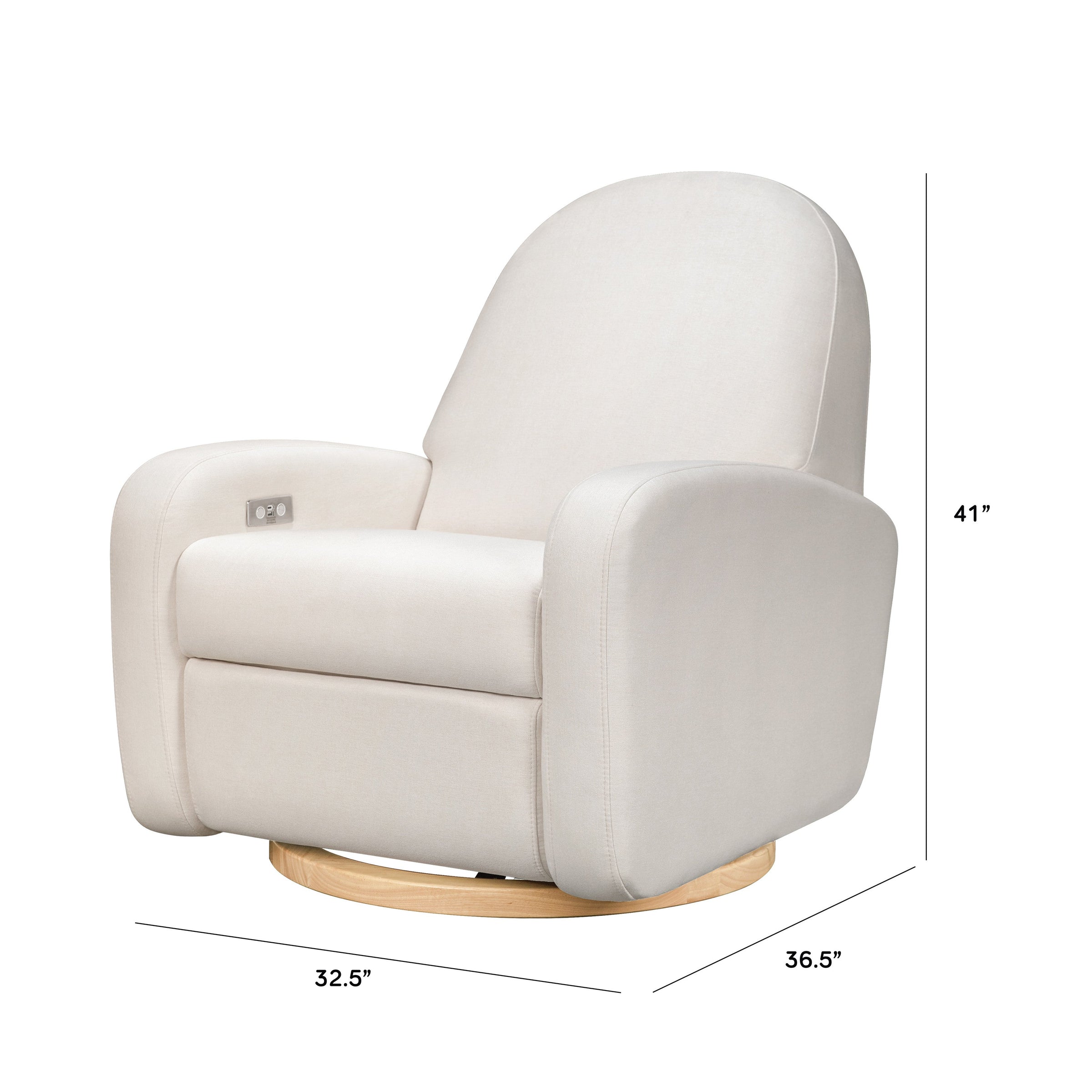 M23188PCMEWLB,Nami Glider Recliner w/ Electronic Control and USB in Performance Cream Eco-Weave w/Light wood base