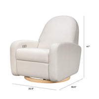 M23188PCMEWLB,Nami Glider Recliner w/ Electronic Control and USB in Performance Cream Eco-Weave w/Light wood base