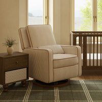 M23085BSCTB,Nate Berkus x Babyletto Sigi Power Recliner in Perf Bronze Stripe Eco-Crossweave w/Toffee Base