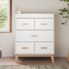 M5823WNX,Scoot 3-Drawer Changer Dresser in White/Washed Natural Finish
