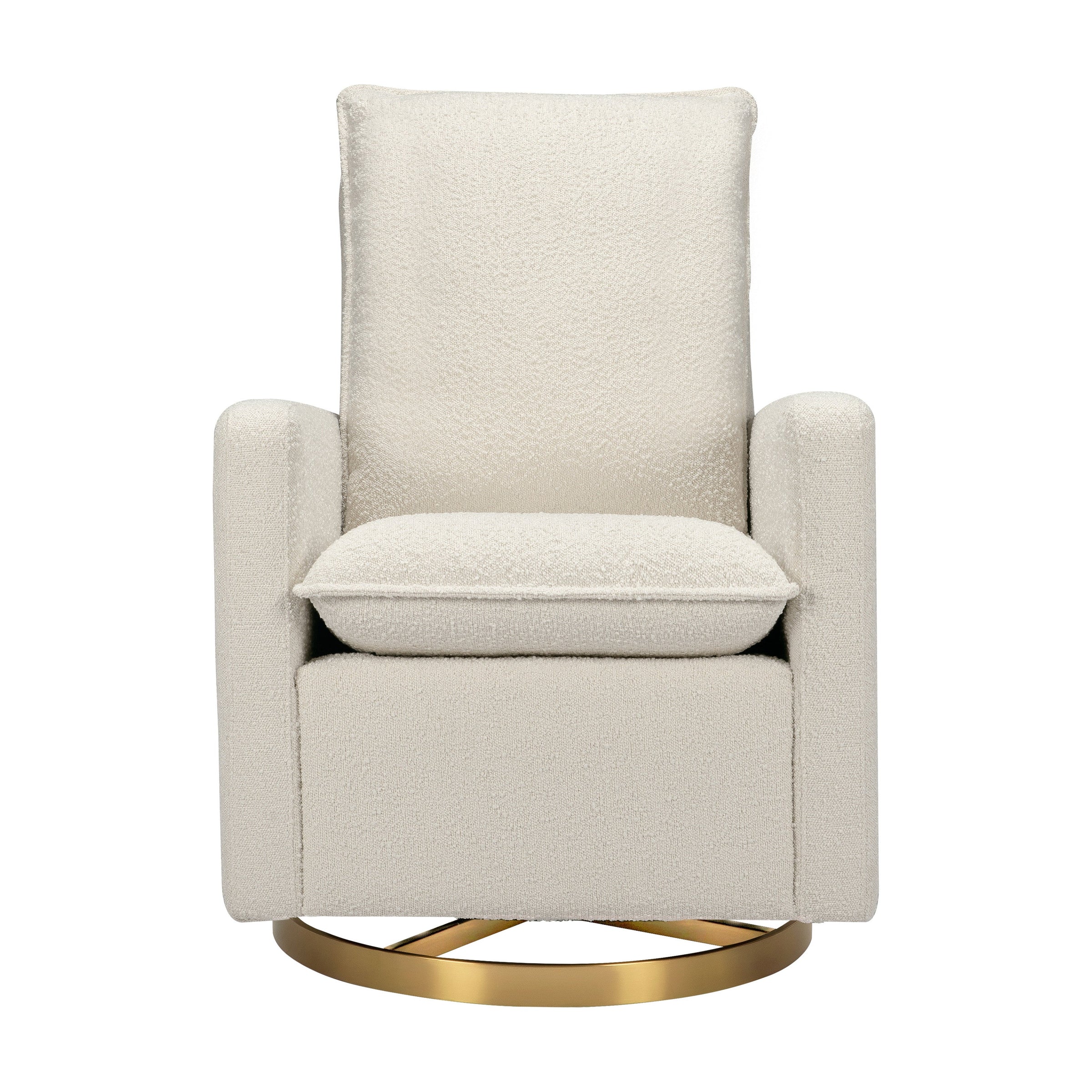 M20987WBG,Cali Pillowback Swivel Glider in Ivory Boucle w/ Gold Base