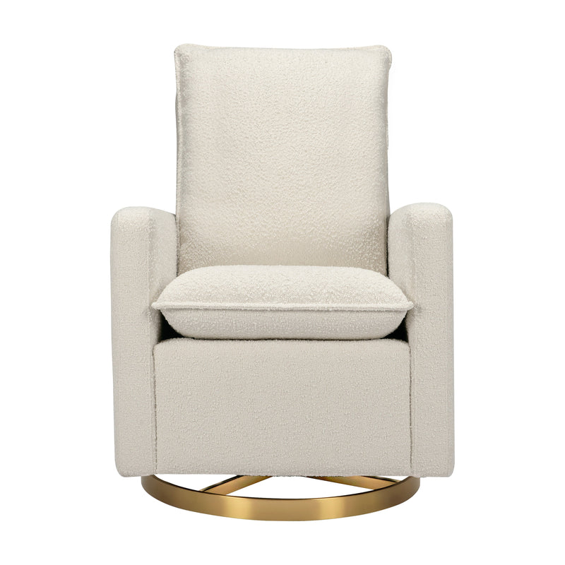 M20987WBG,Cali Pillowback Swivel Glider in Ivory Boucle w/ Gold Base