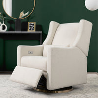 M11288WBG,Kiwi Glider Recliner w/ Electronic Control and USB in Ivory Boucle w/Gold Base