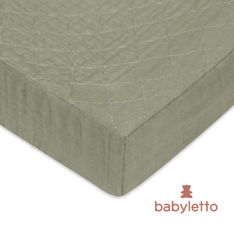 T29737MCA,Matcha Quilted Muslin Changing Pad Cover in GOTS Certified Organic Cotton