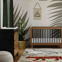 M4223BNL,Hudson 3-Drawer Changer Dresser w/Removable Changing Tray in Black/Natural Walnut