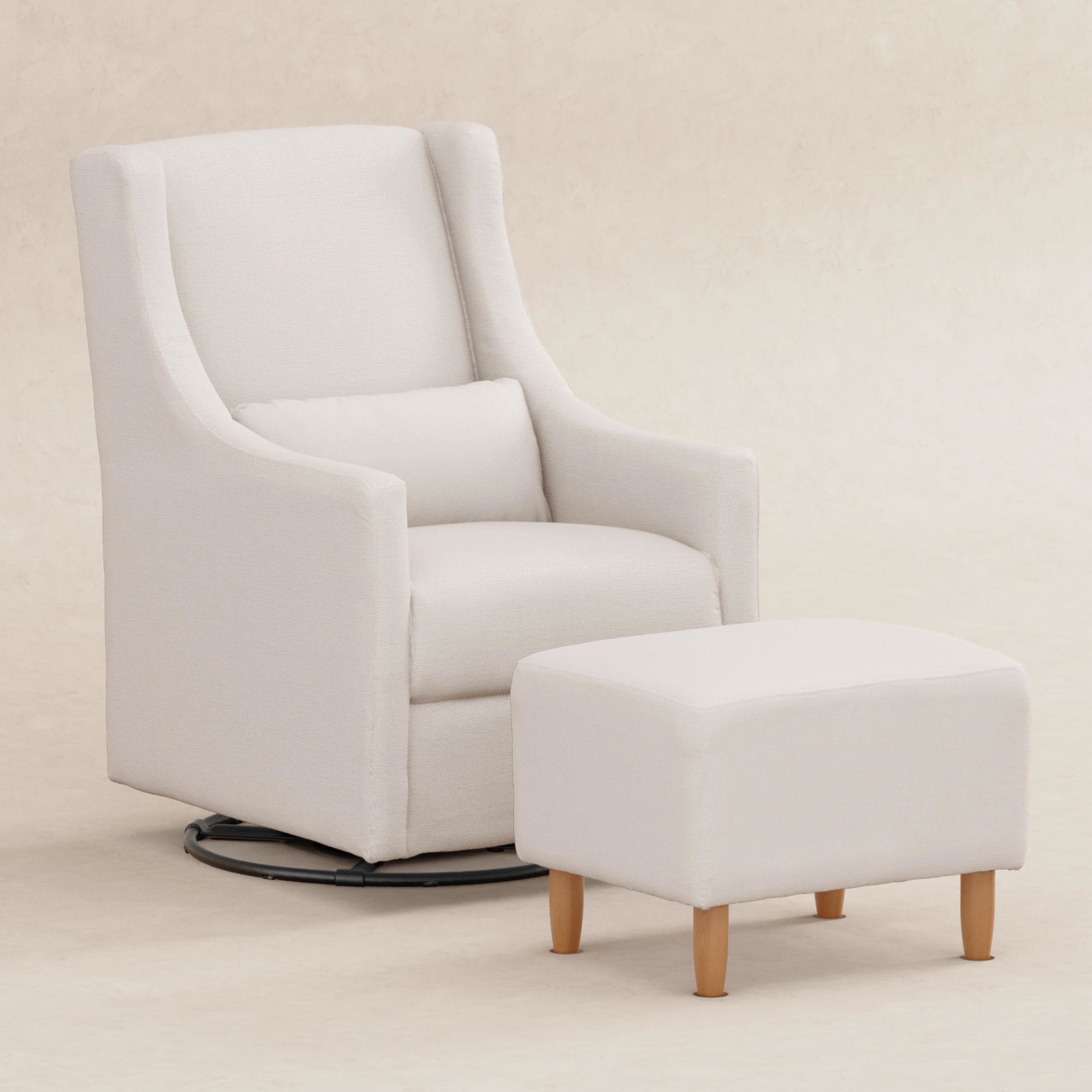 M11287PCMEW,Toco Swivel Glider and Ottoman in Performance Cream Eco-Weave w/Natural Feet