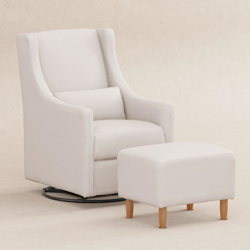 M11287PCMEW,Toco Swivel Glider and Ottoman in Performance Cream Eco-Weave w/Natural Feet