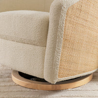 M5887WBCL,Madison Swivel Glider in Ivory Boucle and Cane w/Light Wood Base