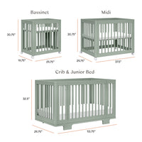 M23401LS,Yuzu 8-in-1 Convertible Crib w/All-Stages Conversion Kits in Light Sage