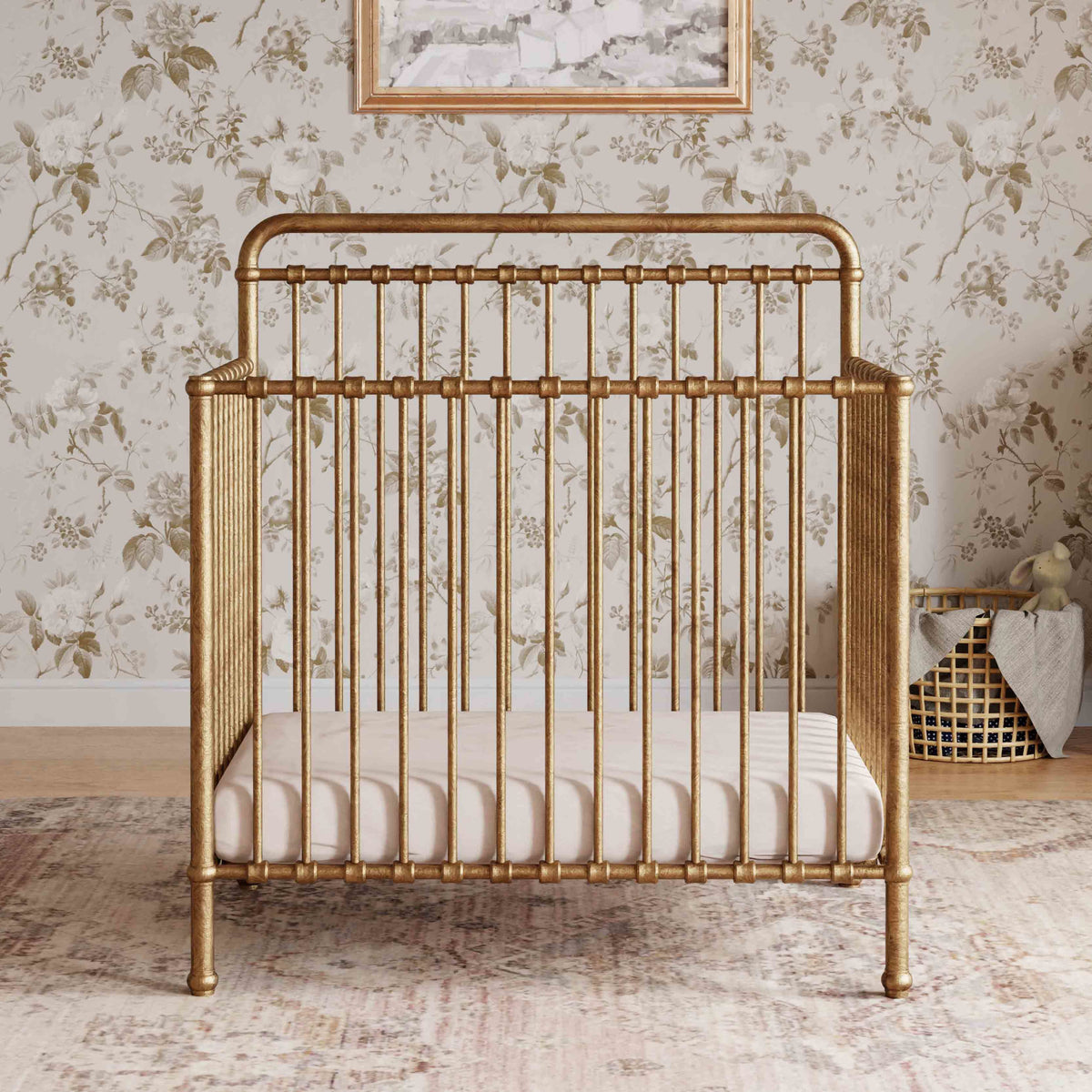 M15398VG,Winston 4-in-1 Convertible Mini Crib in Vintage Gold