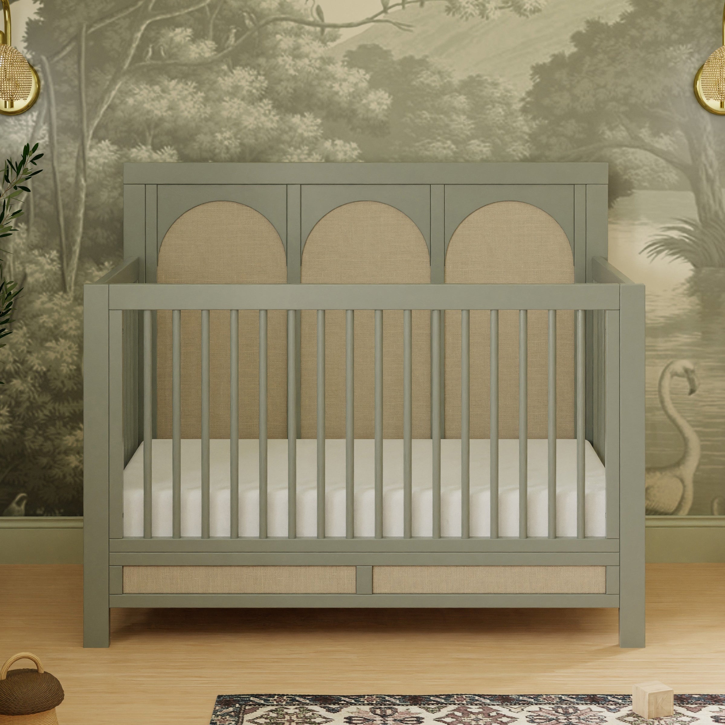 M24801FSPSEW,Eloise 4-in-1 Convertible Crib in French Sage and Performance Sand Eco-Weave