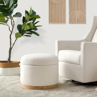 M22885PCMEWLB,Naka Storage Ottoman in Performance Cream Eco-Weave w/ Light wood base