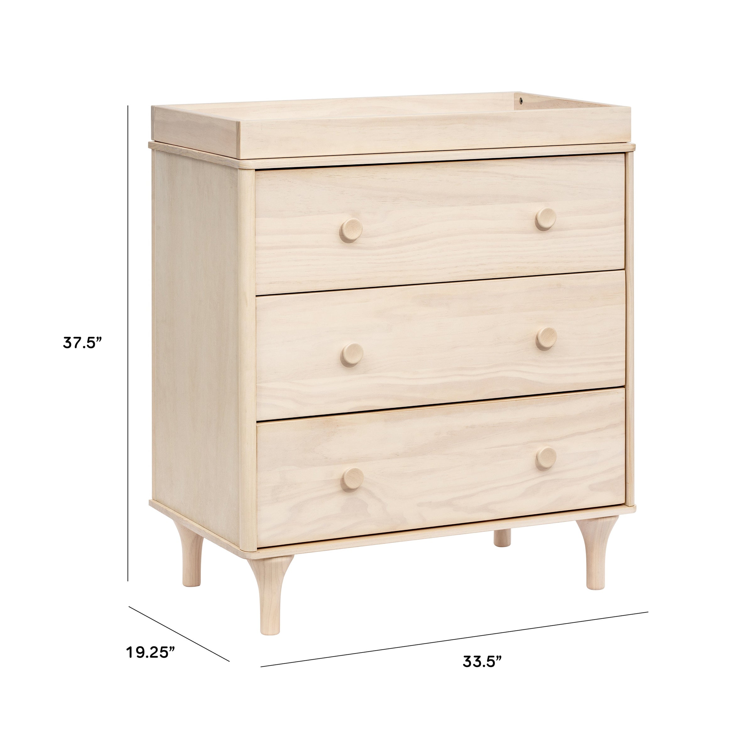 M9023NX,Lolly 3-Drawer Changer Dresser w/Removable Changing Tray in Washed Natural