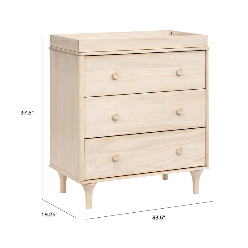 M9023NX,Lolly 3-Drawer Changer Dresser w/Removable Changing Tray in Washed Natural